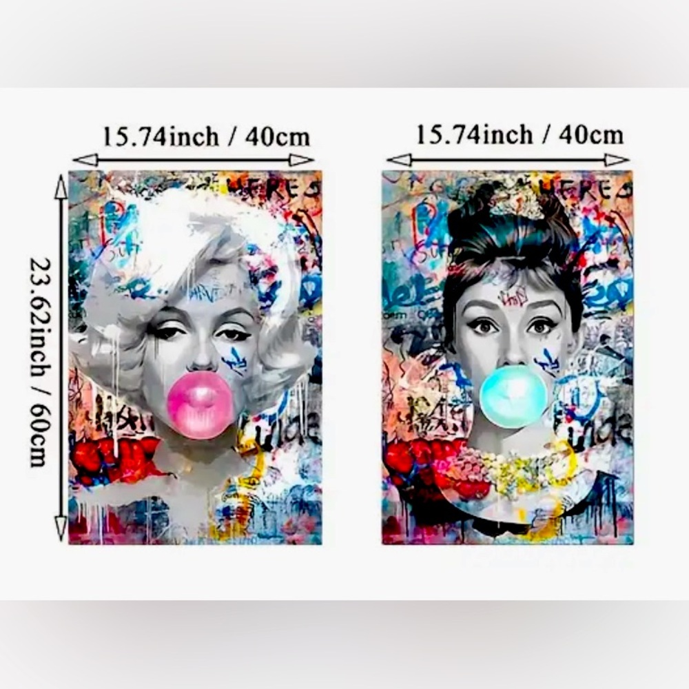 2pcs Art Canvas Print Painting,Abstract Bubble Girl Art Painting Decor-wall art